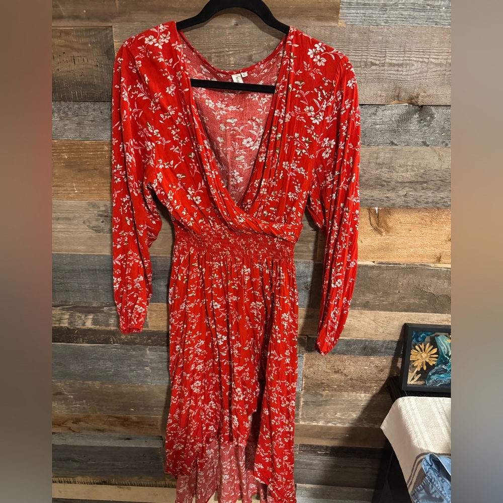 👗 Kormei Red Floral Maxi Dress – Size XL